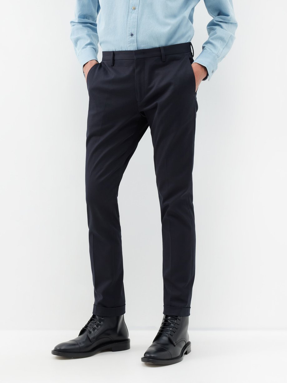 Slim Fit Cotton twill trousers - Dark grey - Men | H&M