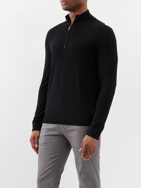 Black Double-collar ribbed-knit merino sweater | Y/Project 
