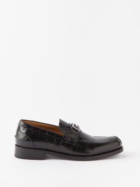 Versace Crocodile-effect patent-leather loafers