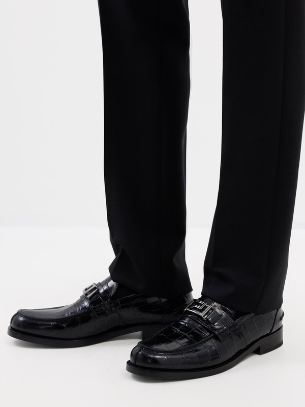 Versace Crocodile-effect patent-leather loafers