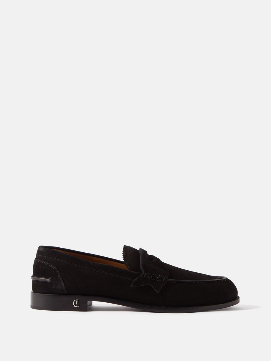 Black No Penny suede loafers | Christian Louboutin | MATCHES UK