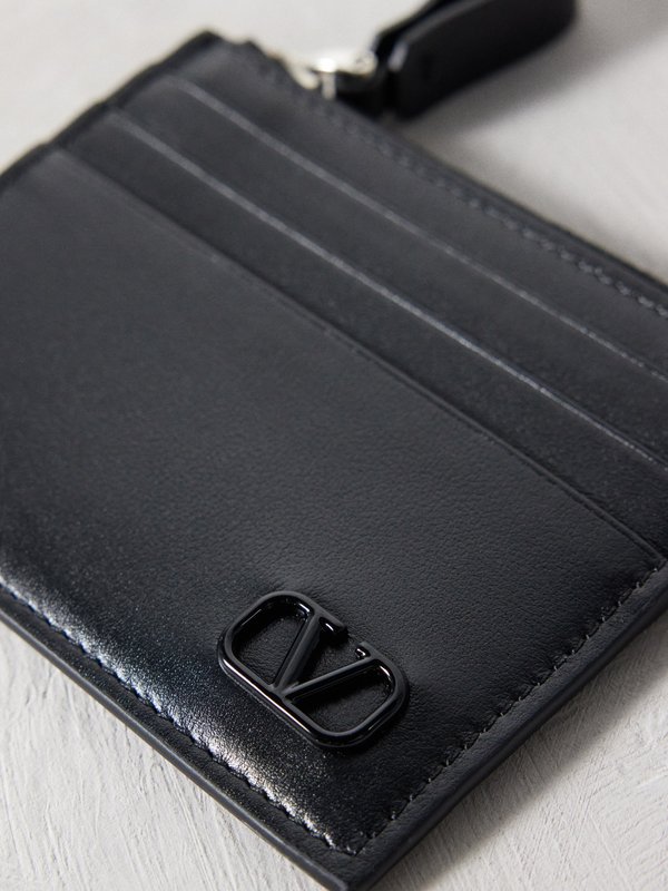 Valentino Garavani V-Logo zipped leather cardholder