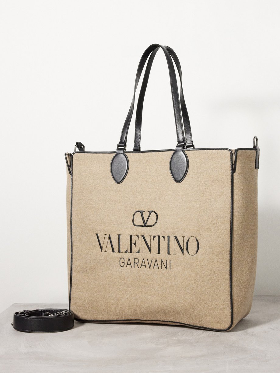 Beige Toile Iconographe reversible felt tote bag | Valentino Garavani ...