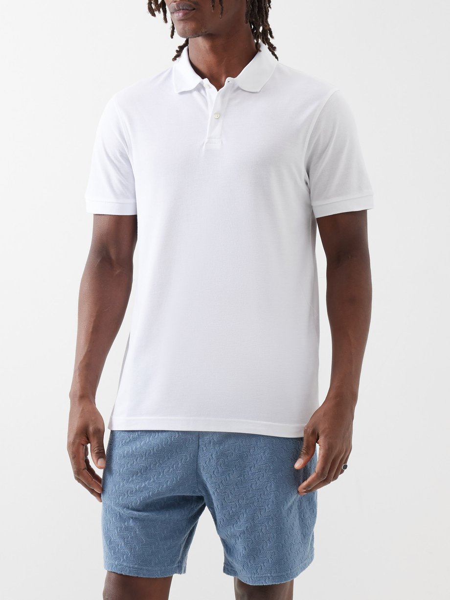 White Cotton-piqué polo shirt | Sunspel | MATCHES UK