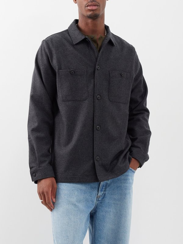 Sunspel Double pocket wool-twill long-sleeve shirt