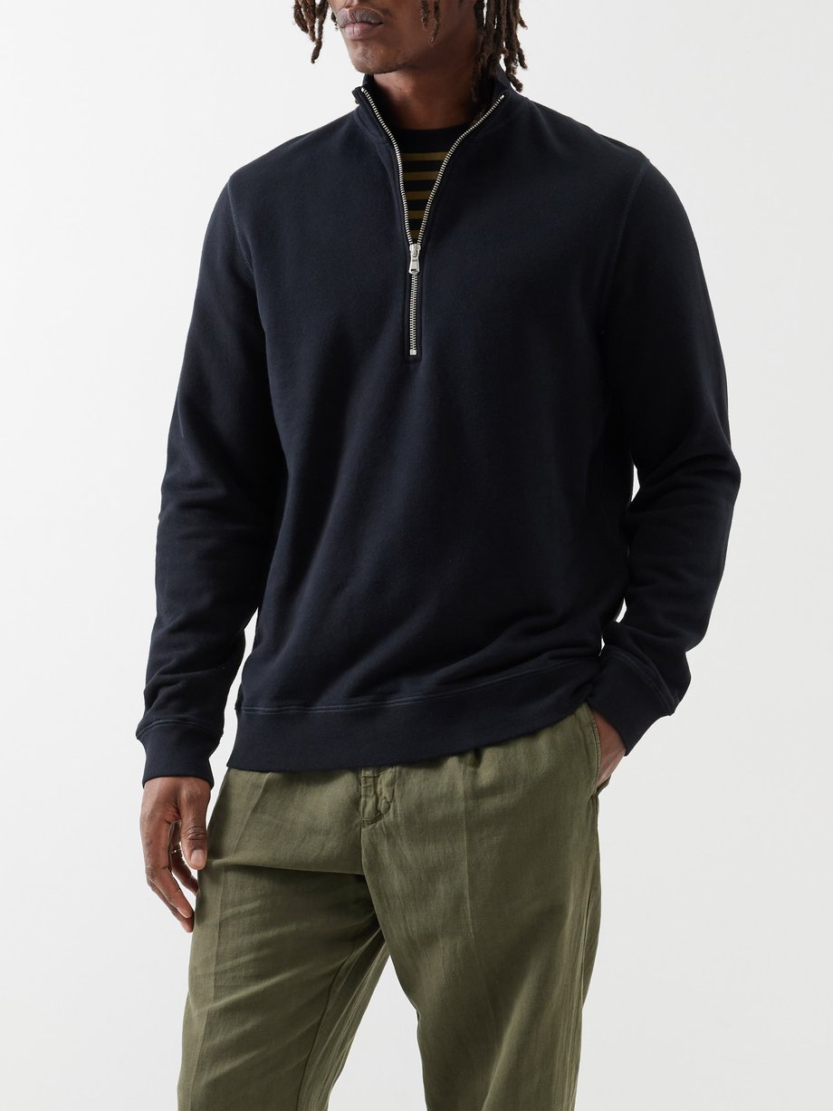 Loose Fit Half-zip Sweatshirt - Dark brown - Men