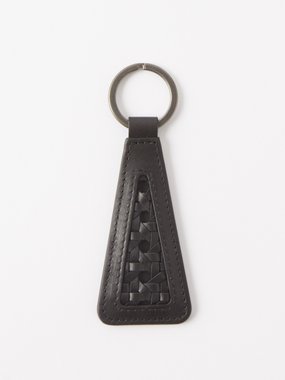 Aviteur Woven-panel leather keyring