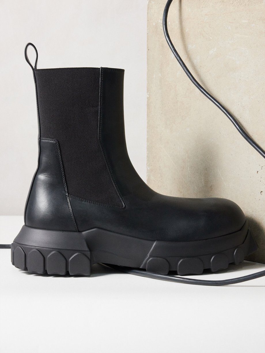Black Bozo leather boots | Rick Owens | MATCHES UK
