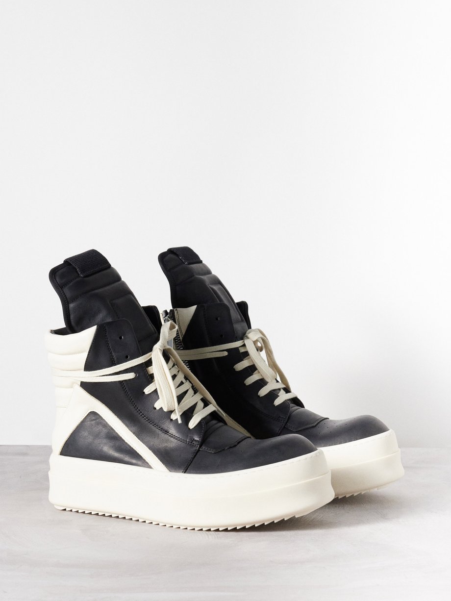Black Bumper Geobasket high-top leather trainers | Rick Owens | MATCHES UK