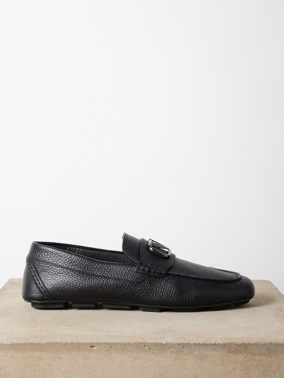 Valentino Garavani V-Logo grained-leather loafers