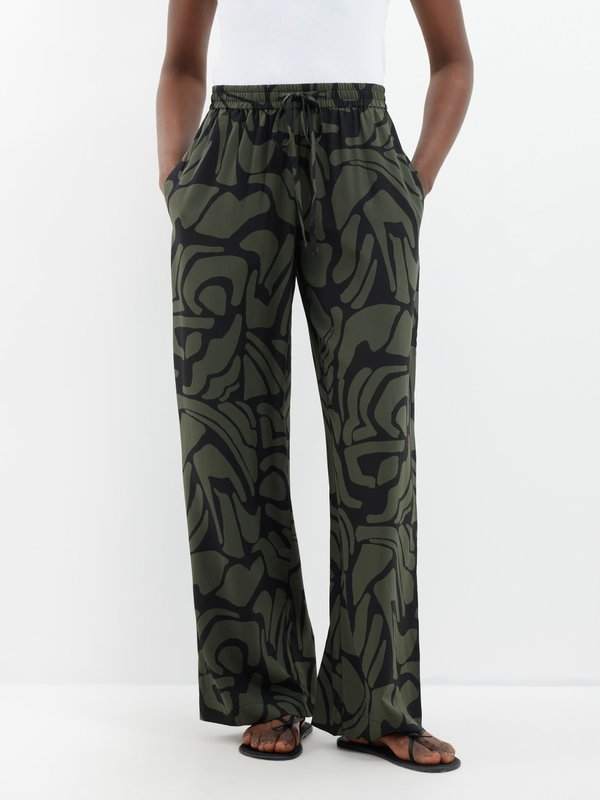 Matteau Abstract-print silk crepe de chine trousers