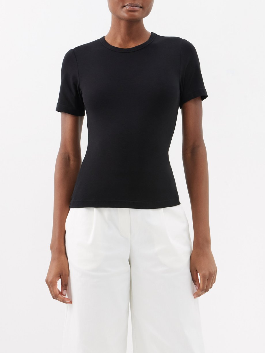Black Fitted organic cotton-blend jersey T-shirt | Matteau | MATCHES UK