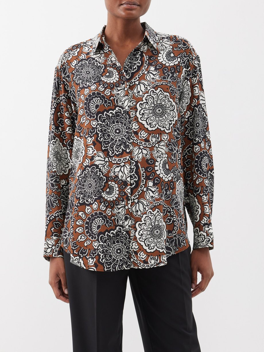 Matteau Floral-print organic-silk crepe de chine shirt