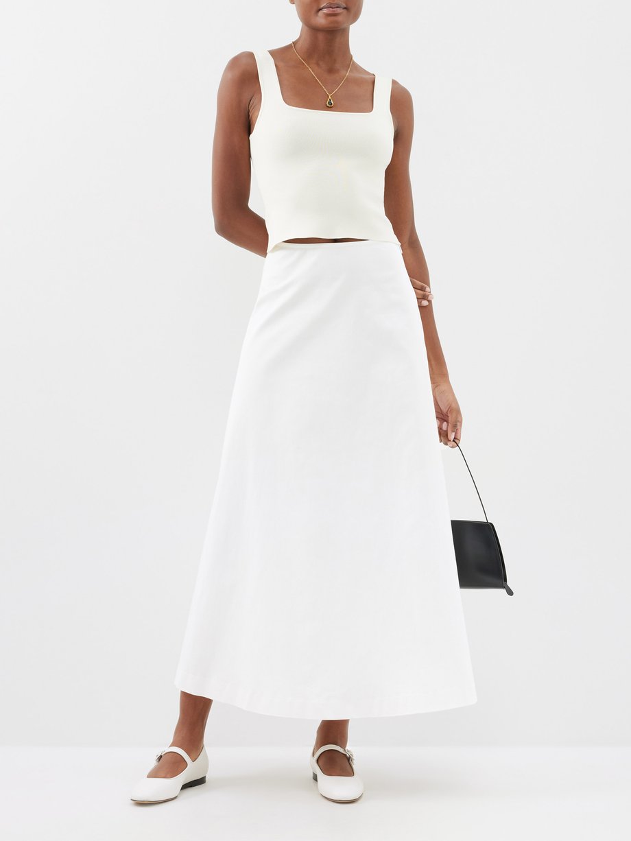 Odeeh textured A-line skirt - White