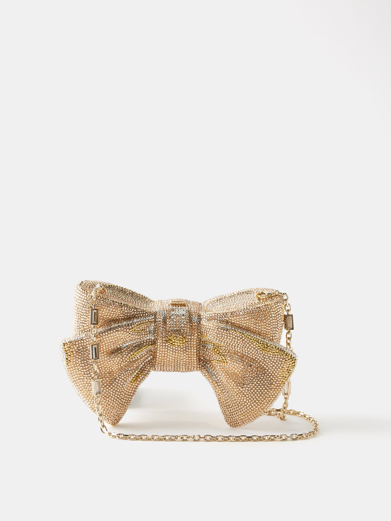 JUDITH LEIBER COUTURE Bow Just for You crystal-embellished gold-tone clutch