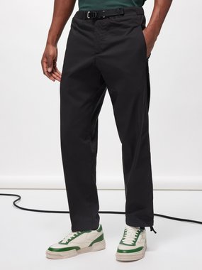 WhiteSand Belted-waist cotton-blend trousers