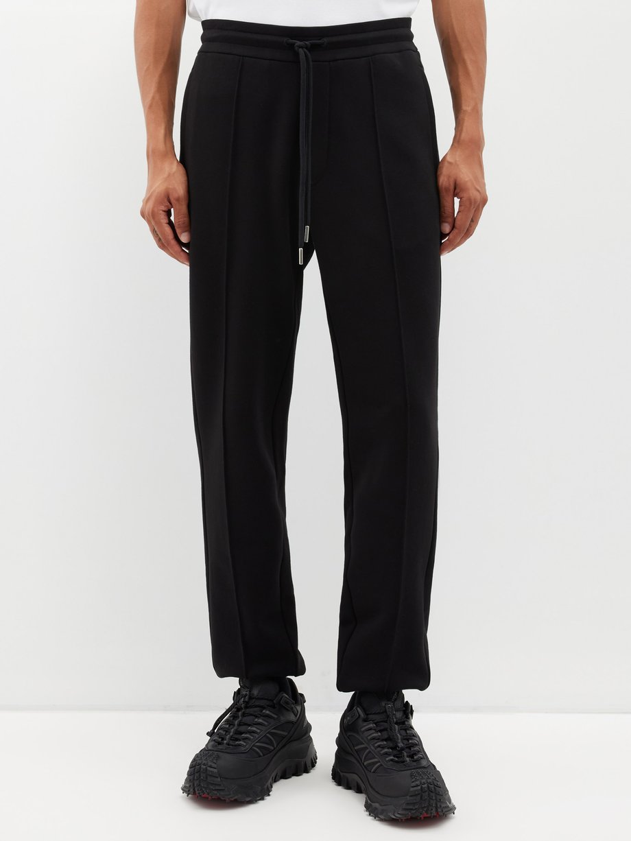 Black Drawstring-waist wool-blend jersey trousers | Moncler | MATCHES UK