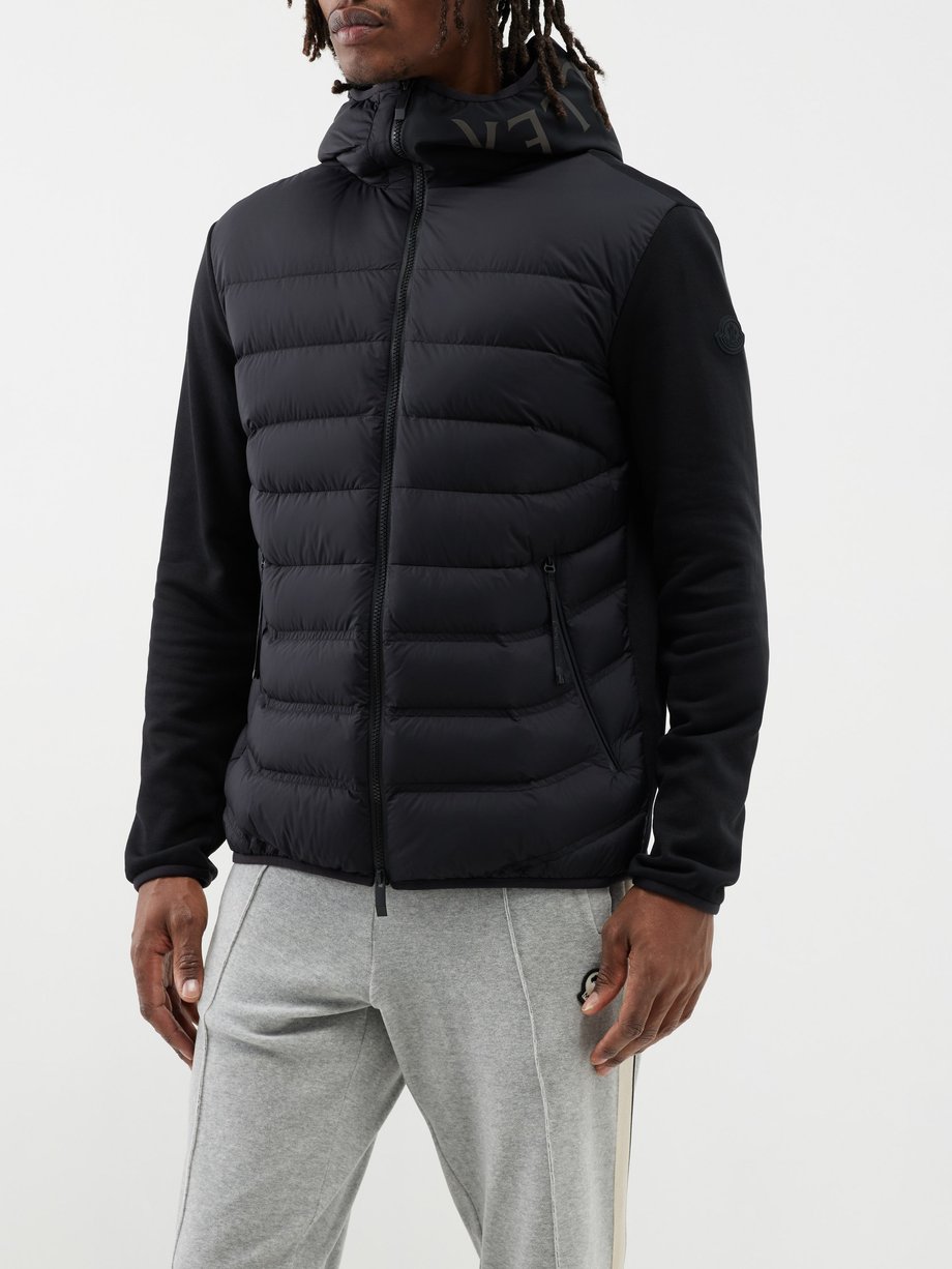 Black Hybrid quilted hooded jacket | Moncler | MATCHES UK