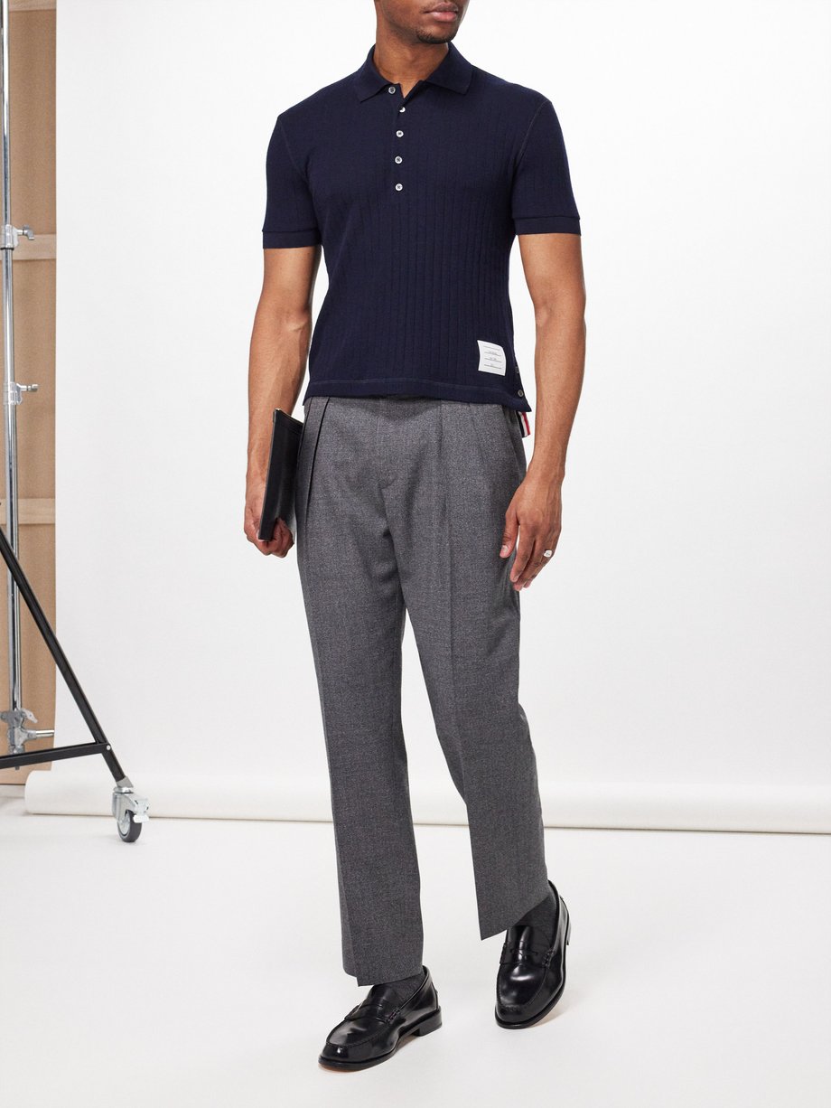 Thom Browne Navy Check Polo