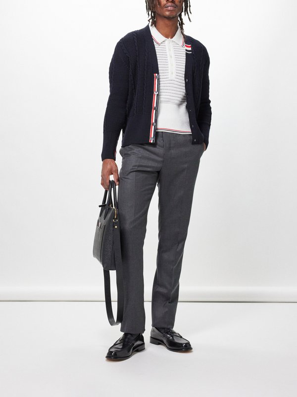 Thom Browne V-neck cable-knit wool cardigan