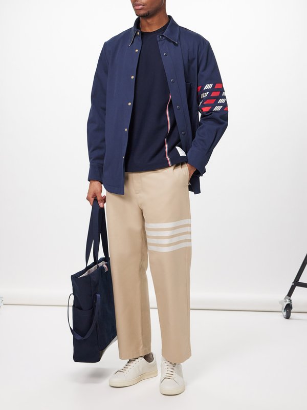 Thom Browne 4-bar cotton-twill straight-leg trousers