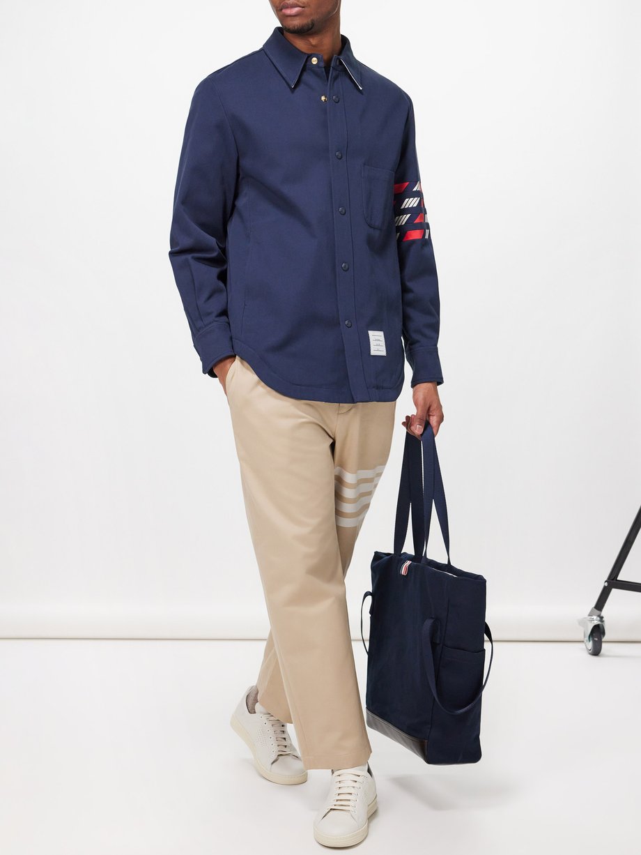 Navy 4-bar cotton-gabardine overshirt | Thom Browne | MATCHES UK