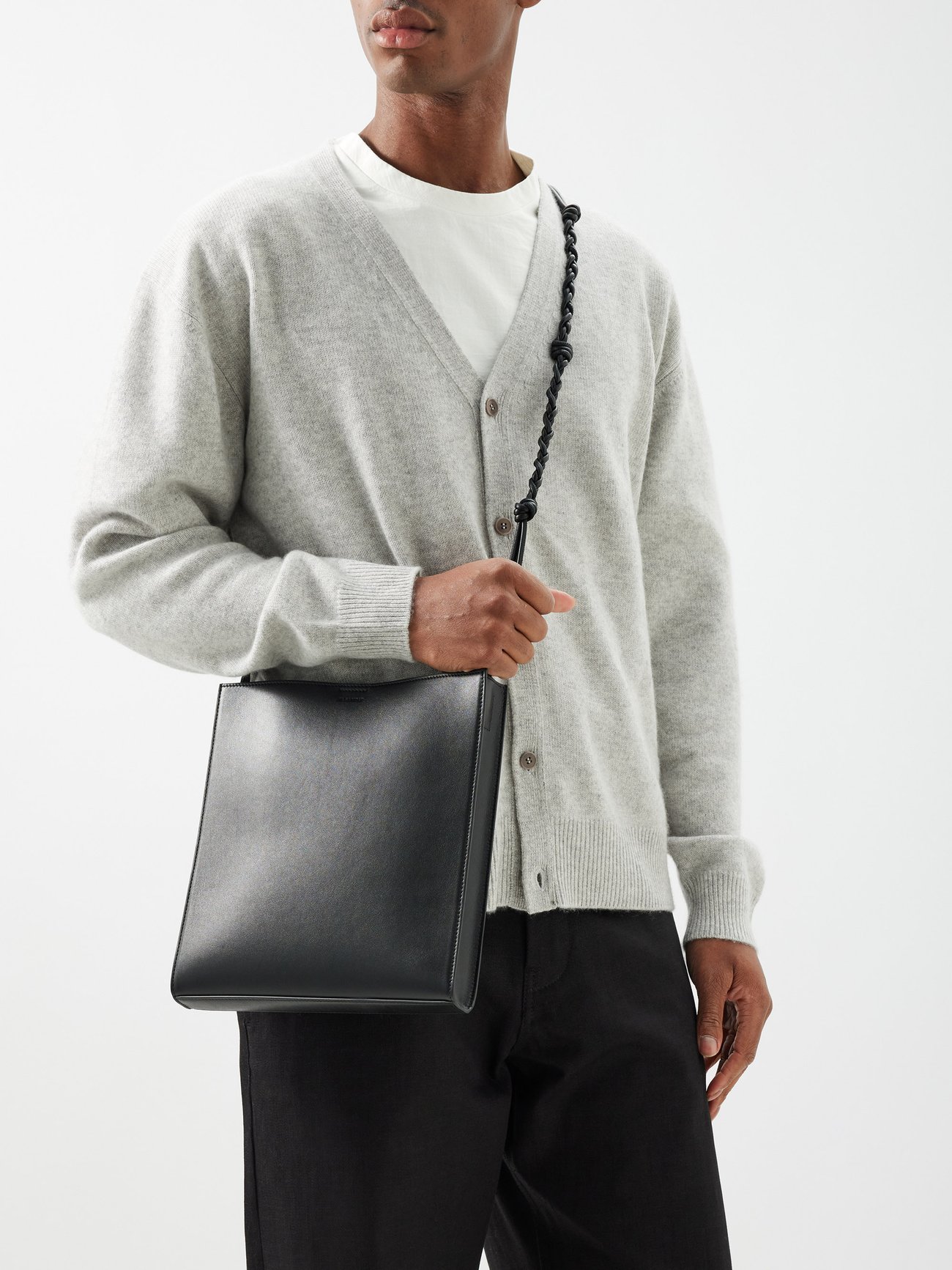 Jil Sander medium Tangle leather shoulder bag - Black