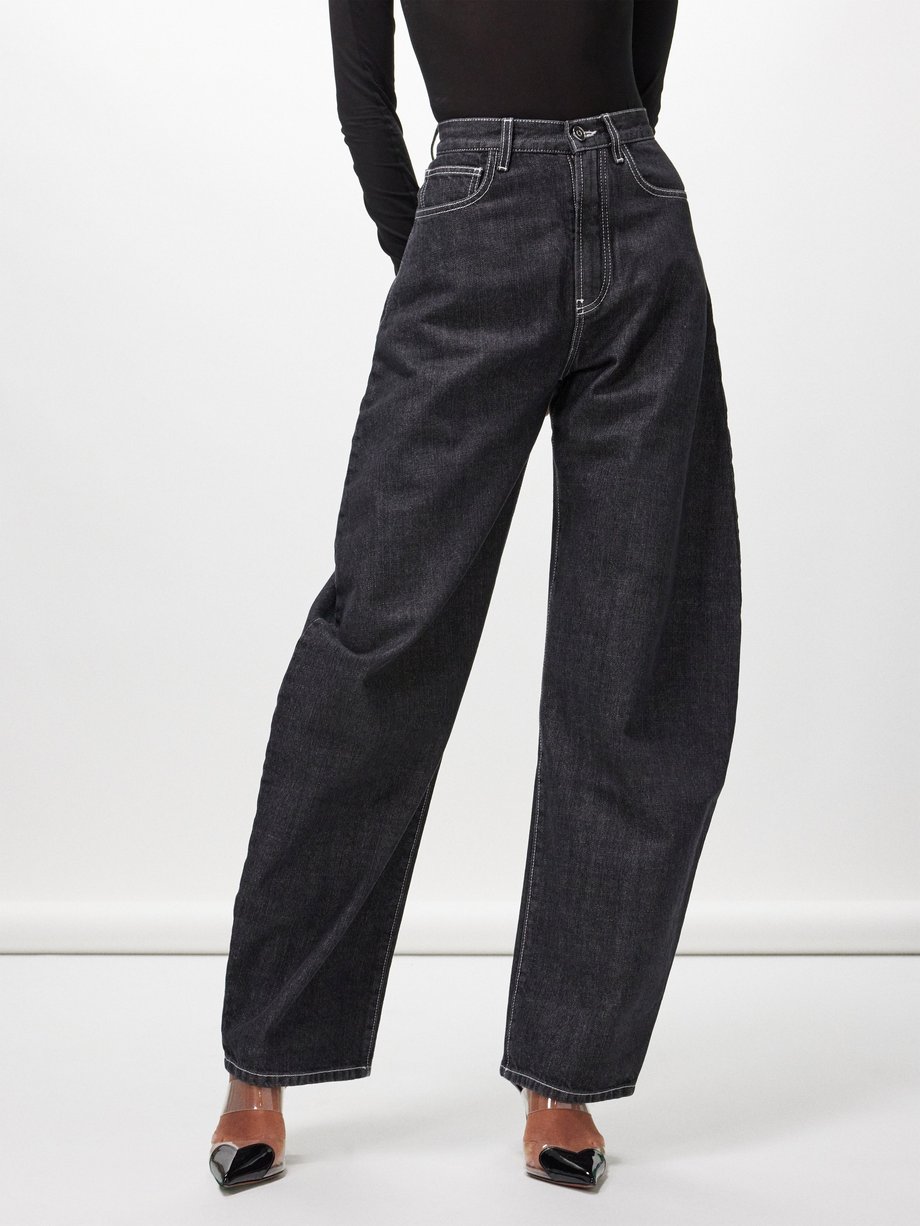Black Round-leg high-waist jeans | ALAÏA | MATCHES UK