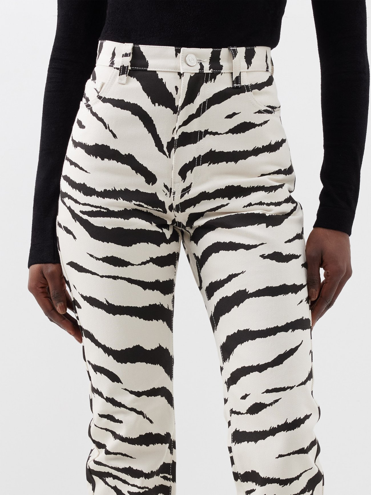 High-rise tiger-print jeans