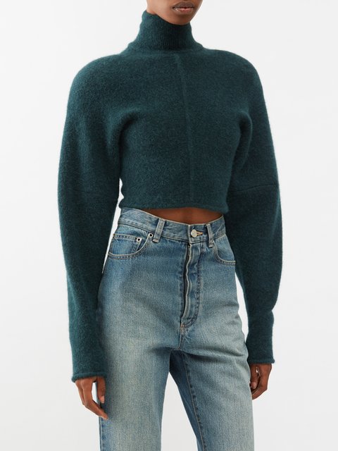 Dark green clearance cropped sweater