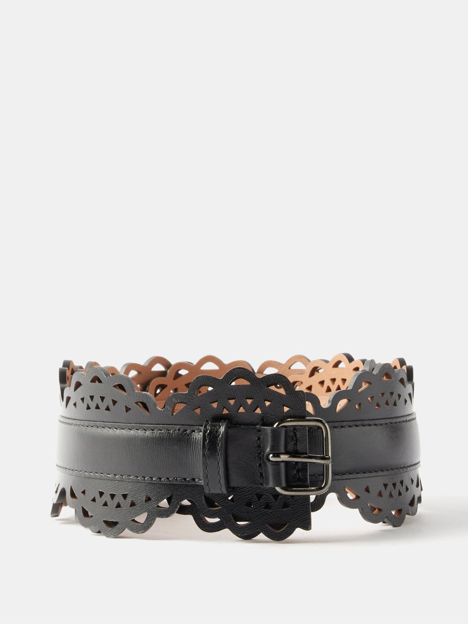 Black Perforated leather belt | ALAÏA | MATCHES UK
