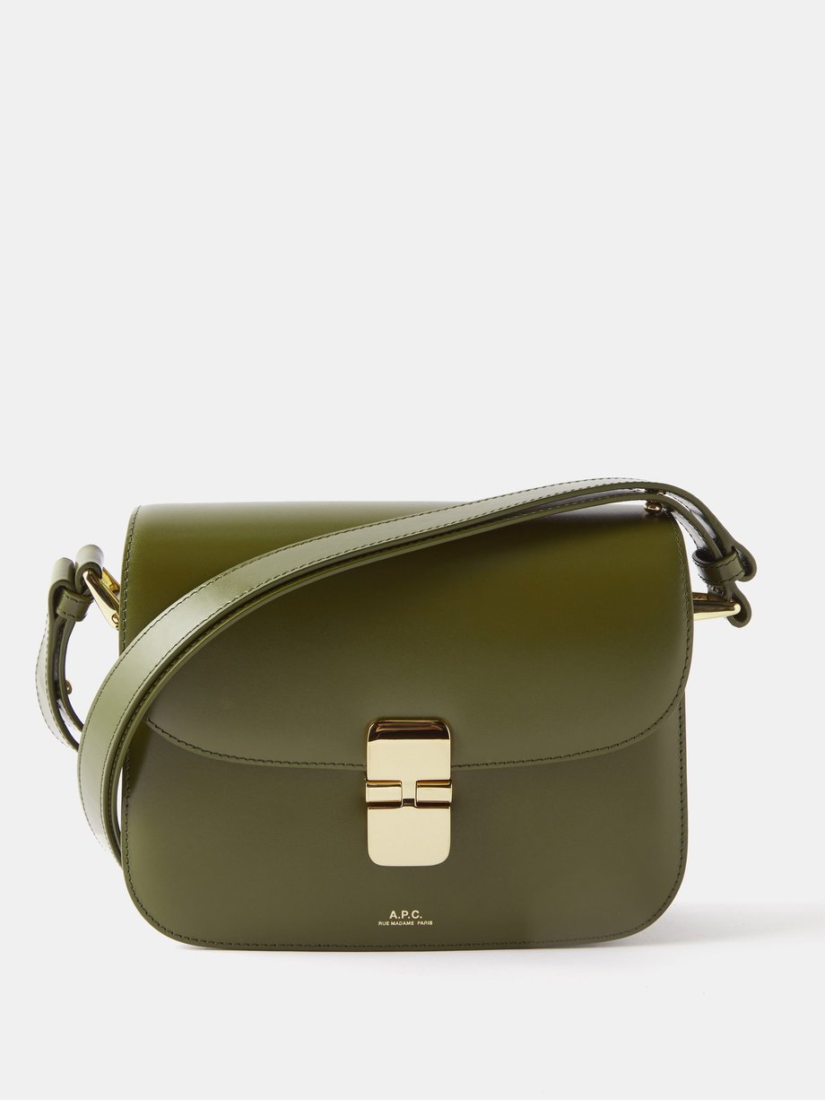 Green Grace smooth leather small crossbody bag | A.P.C. | MATCHES UK