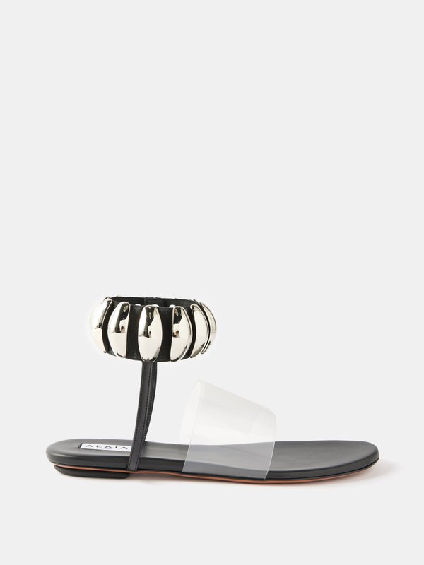 ALAÏA Tribale bead-embellished leather flat sandals