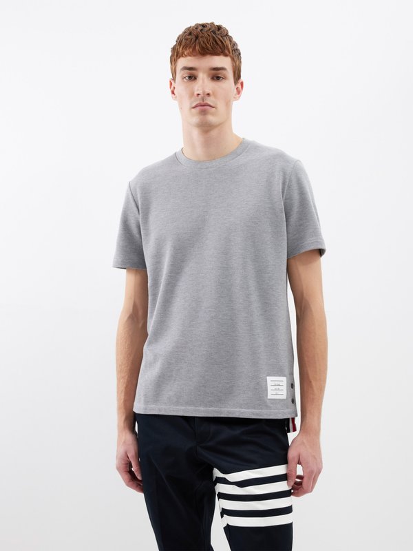 Thom Browne Tricolour-stripe cotton-piqué T-shirt