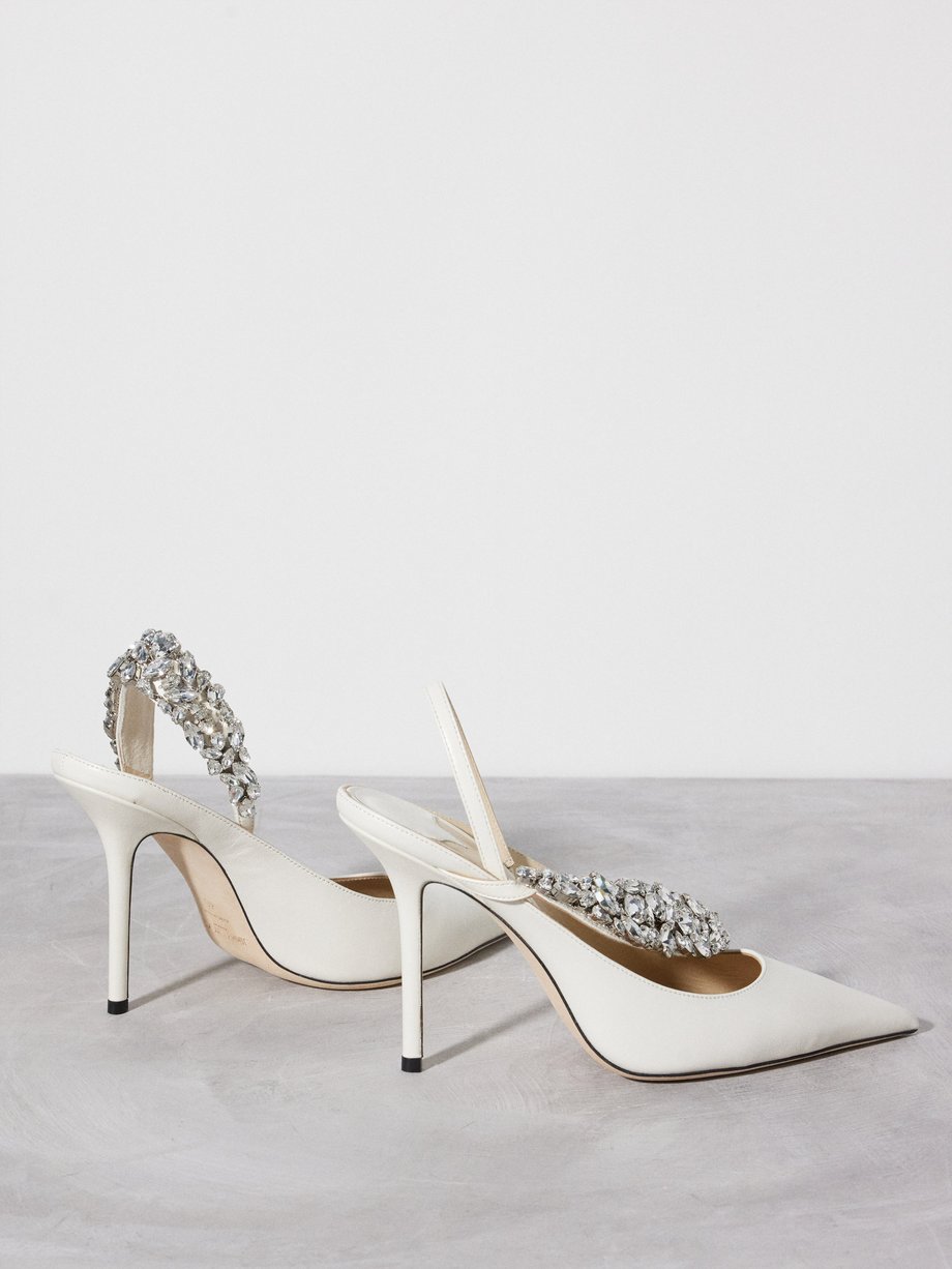 Jimmy Choo Flos 100 crystal and leather slingback pumps