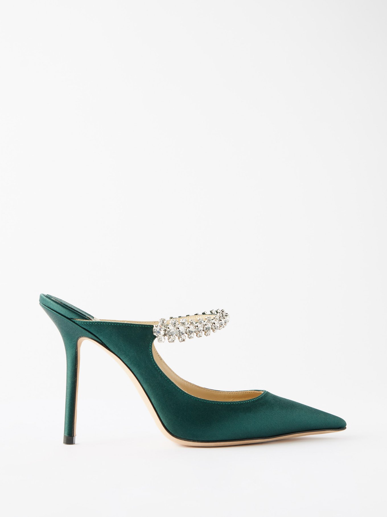 Bing 100 crystal-embellished satin mules | Jimmy Choo