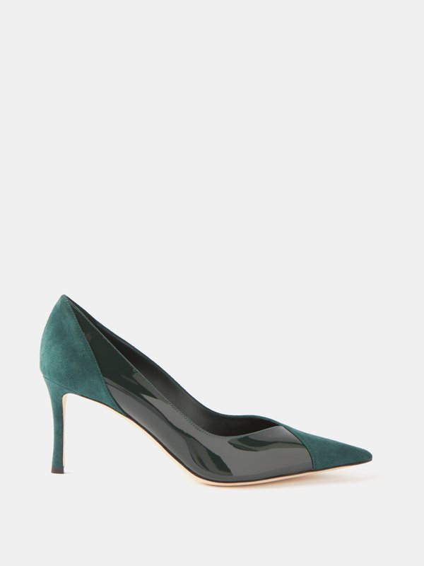 Jimmy Choo Cass suede and patent leather pumps