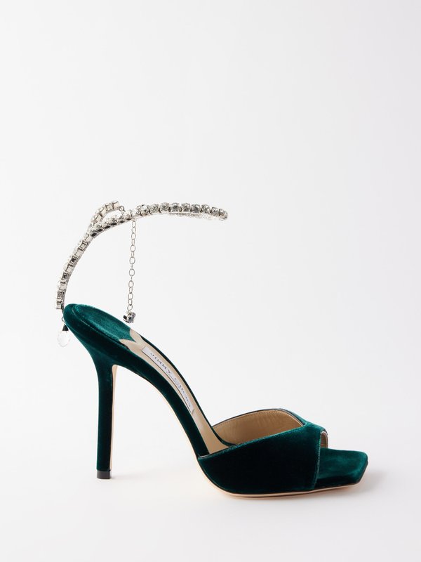 Jimmy Choo Saeda 100 crystal-embellished velvet sandals