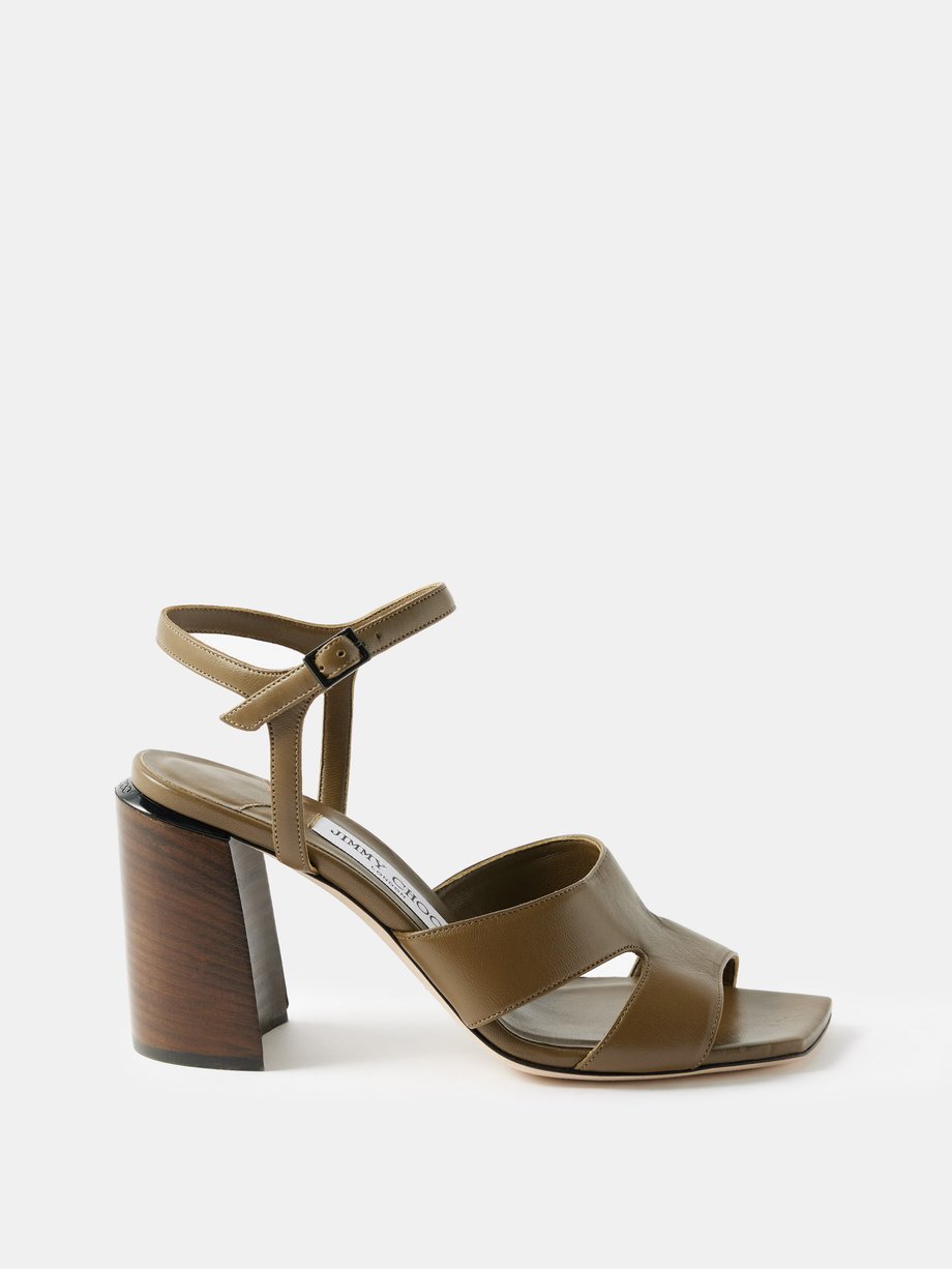 River Island Dark Green Wrap Leather Skinny Heel Sandals | Lyst Australia