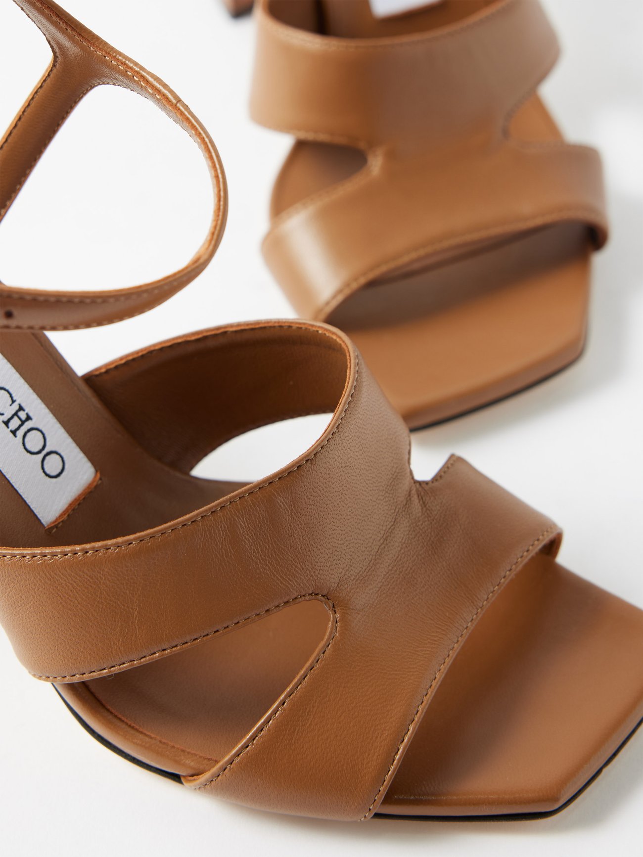 Tan Block heel leather sandals Jimmy Choo MATCHES UK