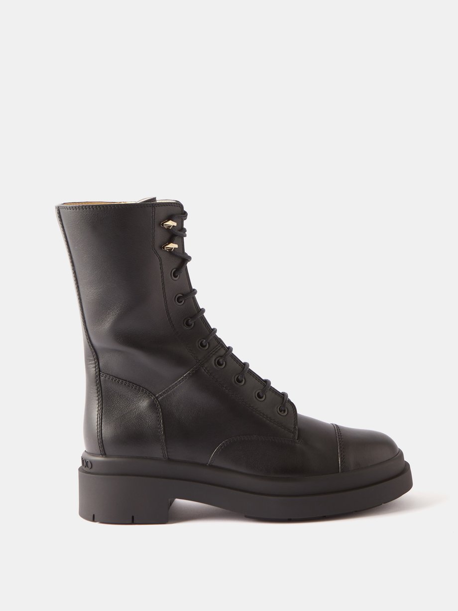 Black Nari leather lace-up boots | Jimmy Choo | MATCHES UK