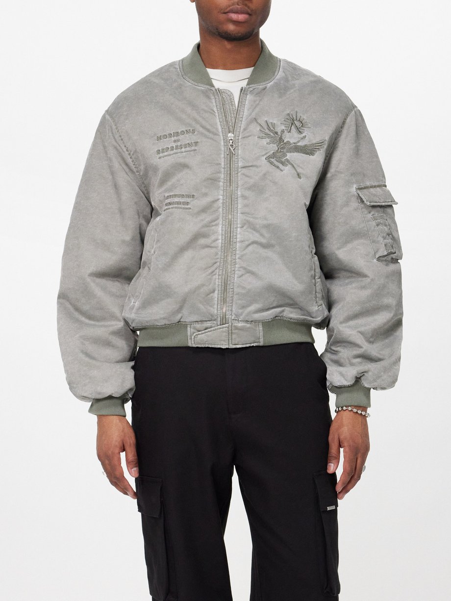 Represent Icarus-embroidered nylon bomber jacket