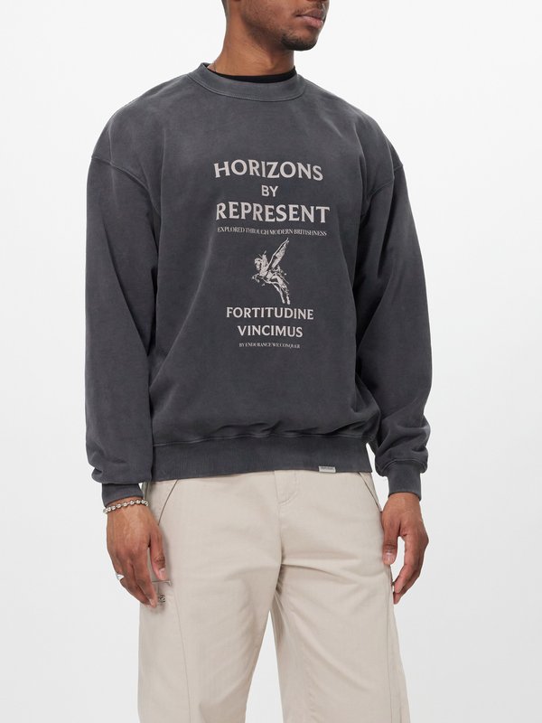 Represent Horizons logo-print cotton-jersey sweatshirt