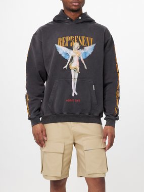 Represent Reborn-print cotton-jersey hoodie