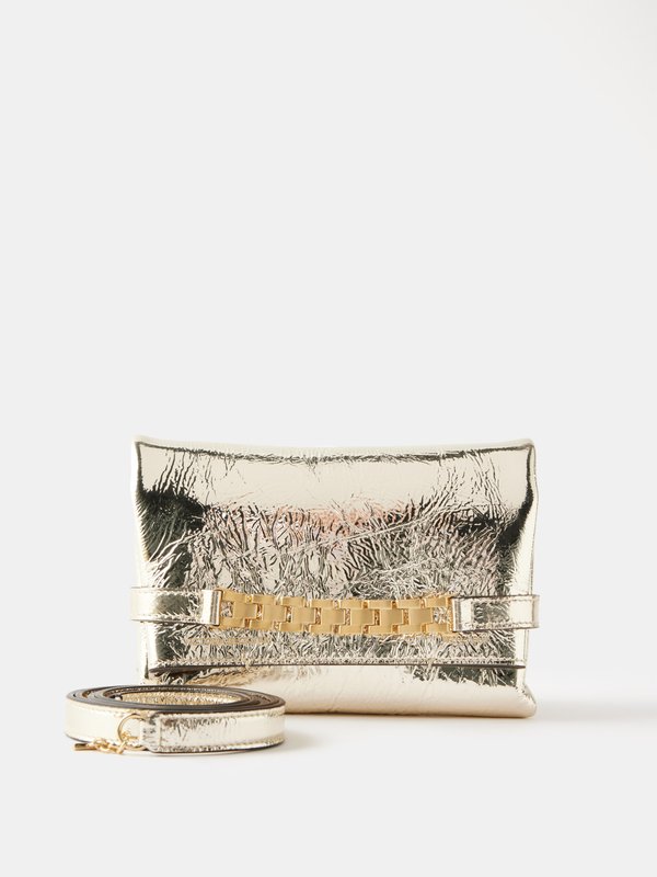 Victoria Beckham Chain Pouch mini crinkled-leather clutch bag
