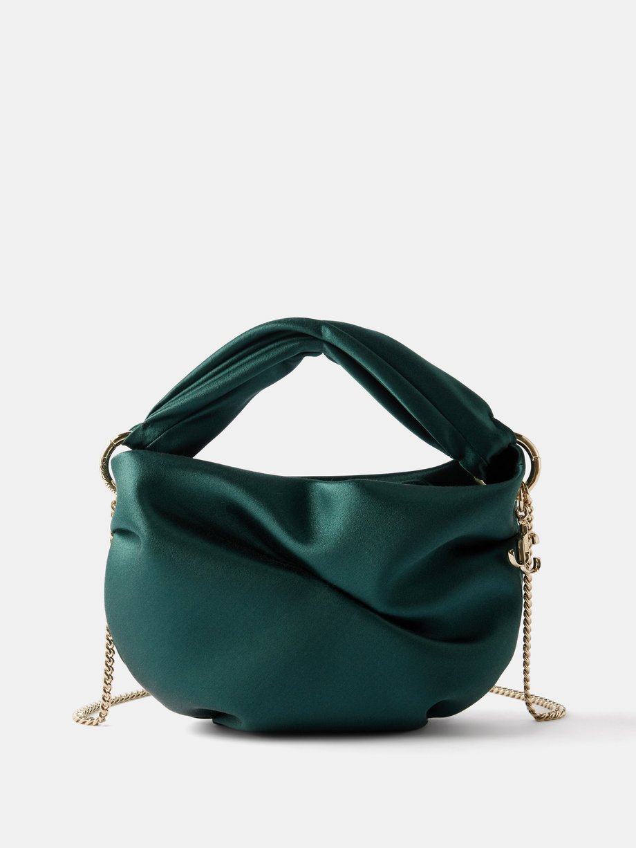Green Bonny satin clutch bag | Jimmy Choo | MATCHES UK
