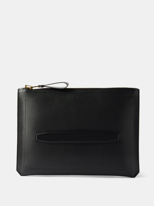 Black Buckley grained-leather document pouch | Tom Ford | MATCHES UK