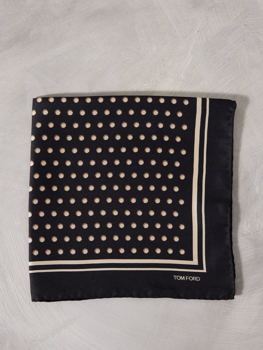 Black Polka-dot silk-satin pocket square | Tom Ford | MATCHES UK