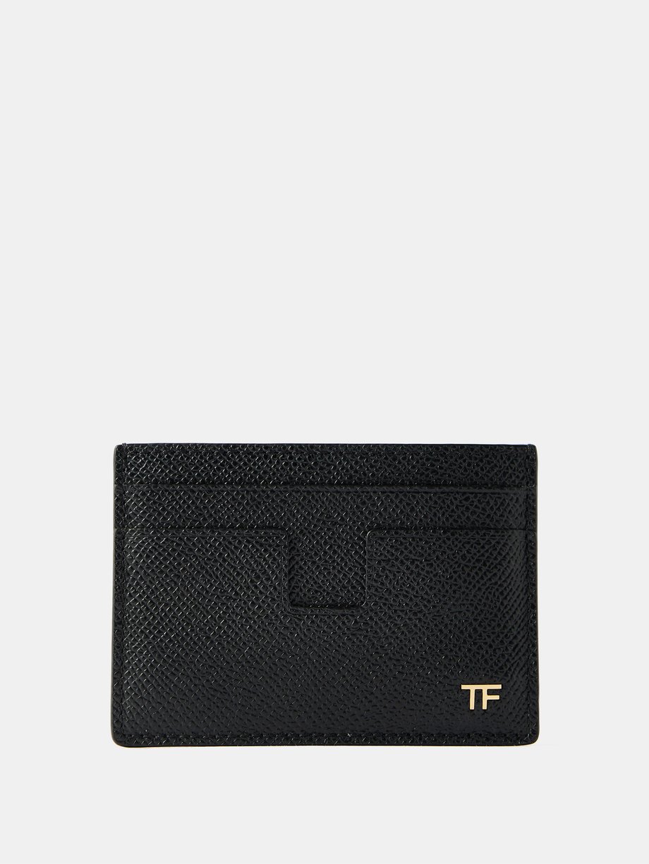 Black T Line grained-leather money-clip cardholder | Tom Ford | MATCHES UK