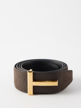 Tom Ford T-buckle croc-effect leather belt